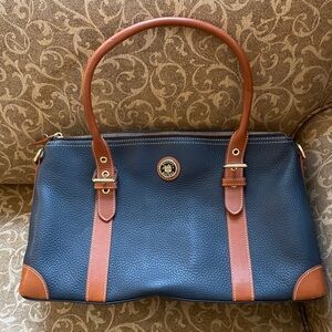 Dooney & Bourke Navy and Tan Satchel